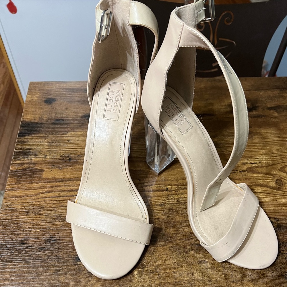 Nude heels with “glass” heel